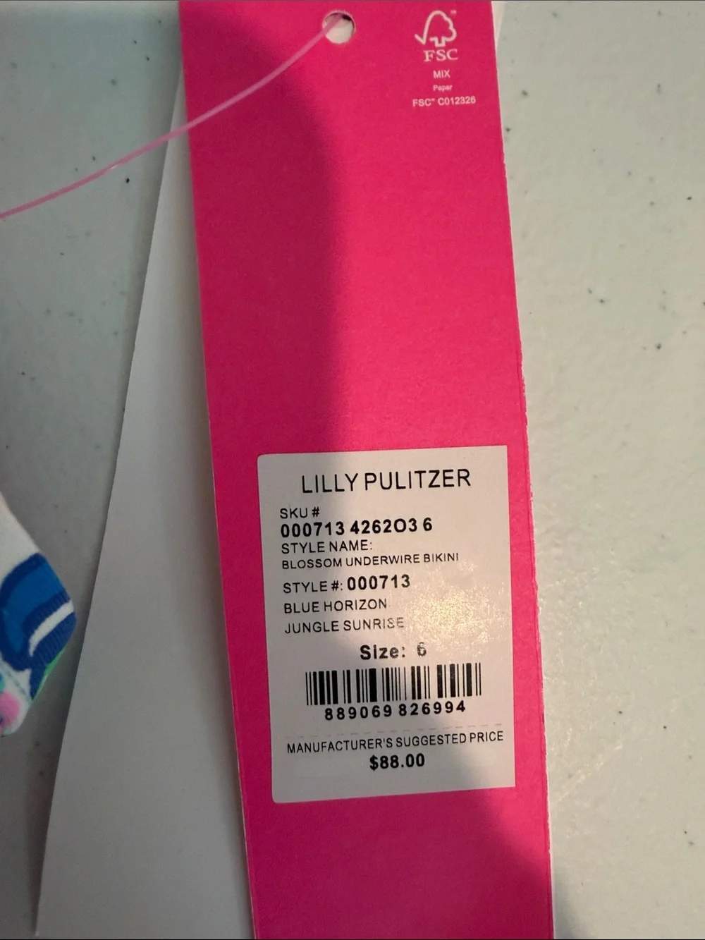 LILLY PULITZER Blossom Underwire Bikini Top size 6
